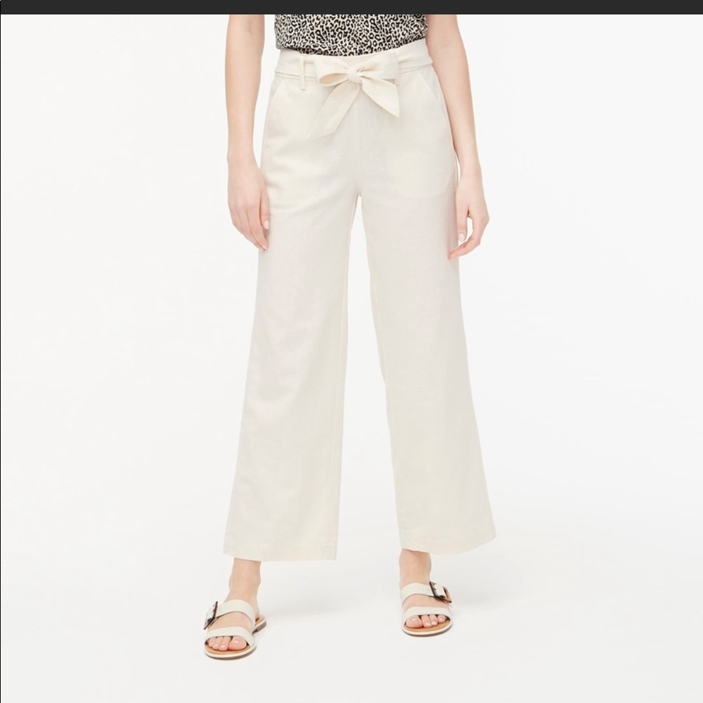 Jcrew cropped cream linen pants